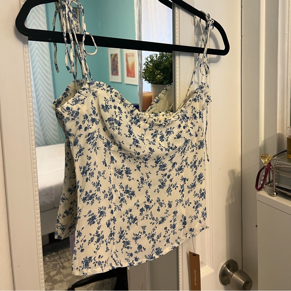 Reformation Novena Top Figaro Blue